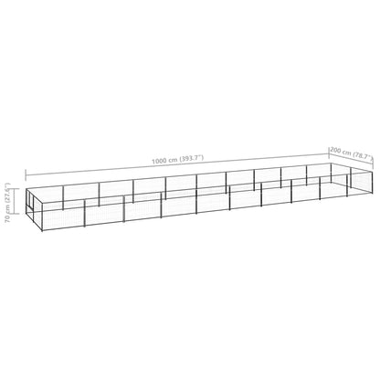 Dog Kennel Black 20 m² Steel