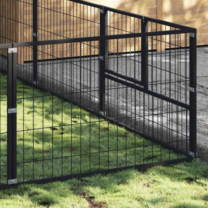Dog Kennel Black 9 m² Steel