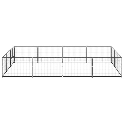 Dog Kennel Black 12 m² Steel