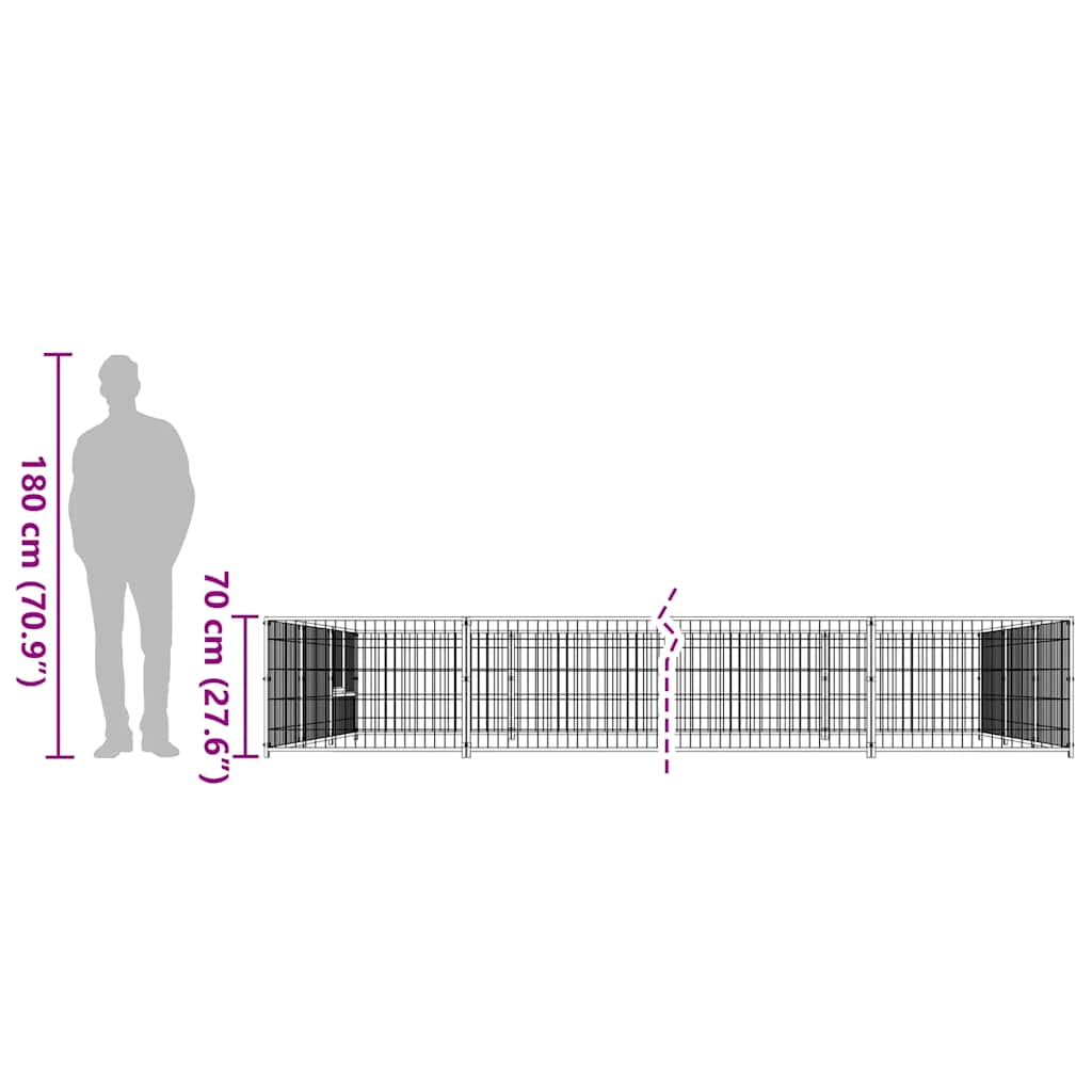 Dog Kennel Black 15 m² Steel