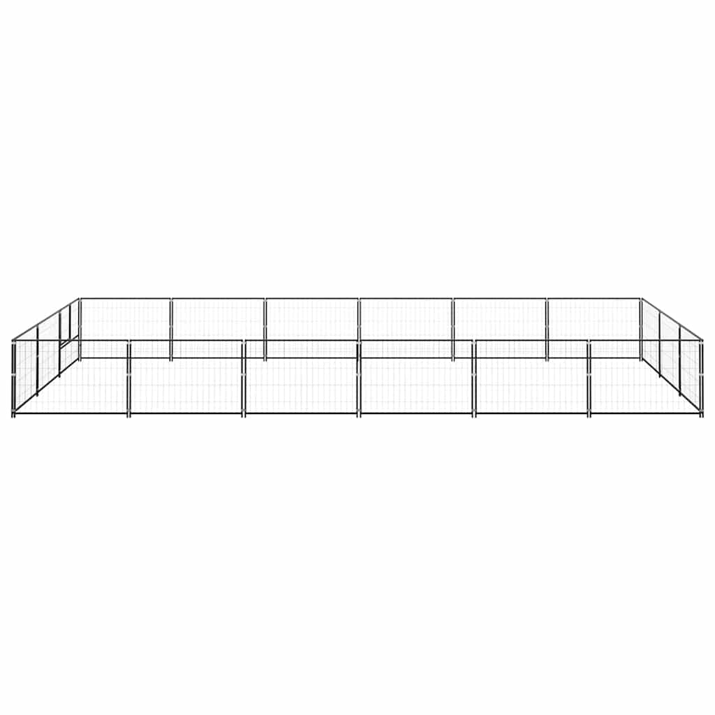 Dog Kennel Black 18 m² Steel