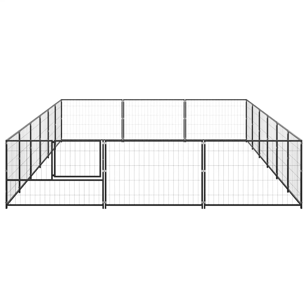 Dog Kennel Black 18 m² Steel
