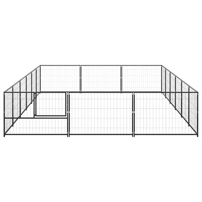 Dog Kennel Black 18 m² Steel