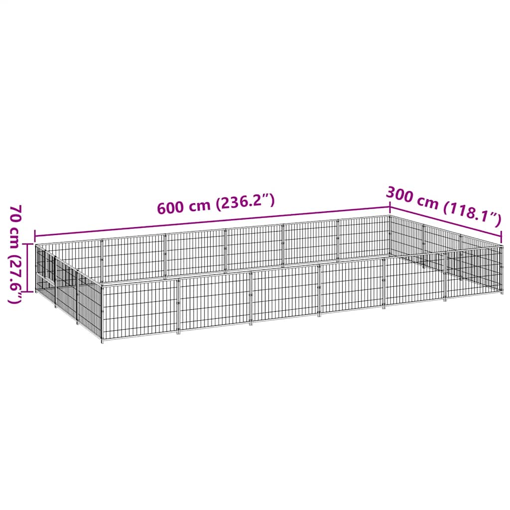 Dog Kennel Black 18 m² Steel