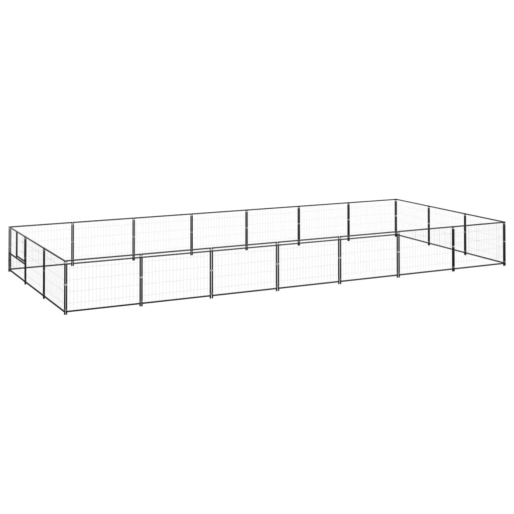 Dog Kennel Black 21 m² Steel