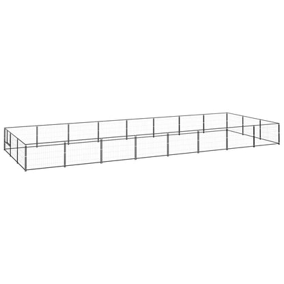 Dog Kennel Black 24 m² Steel