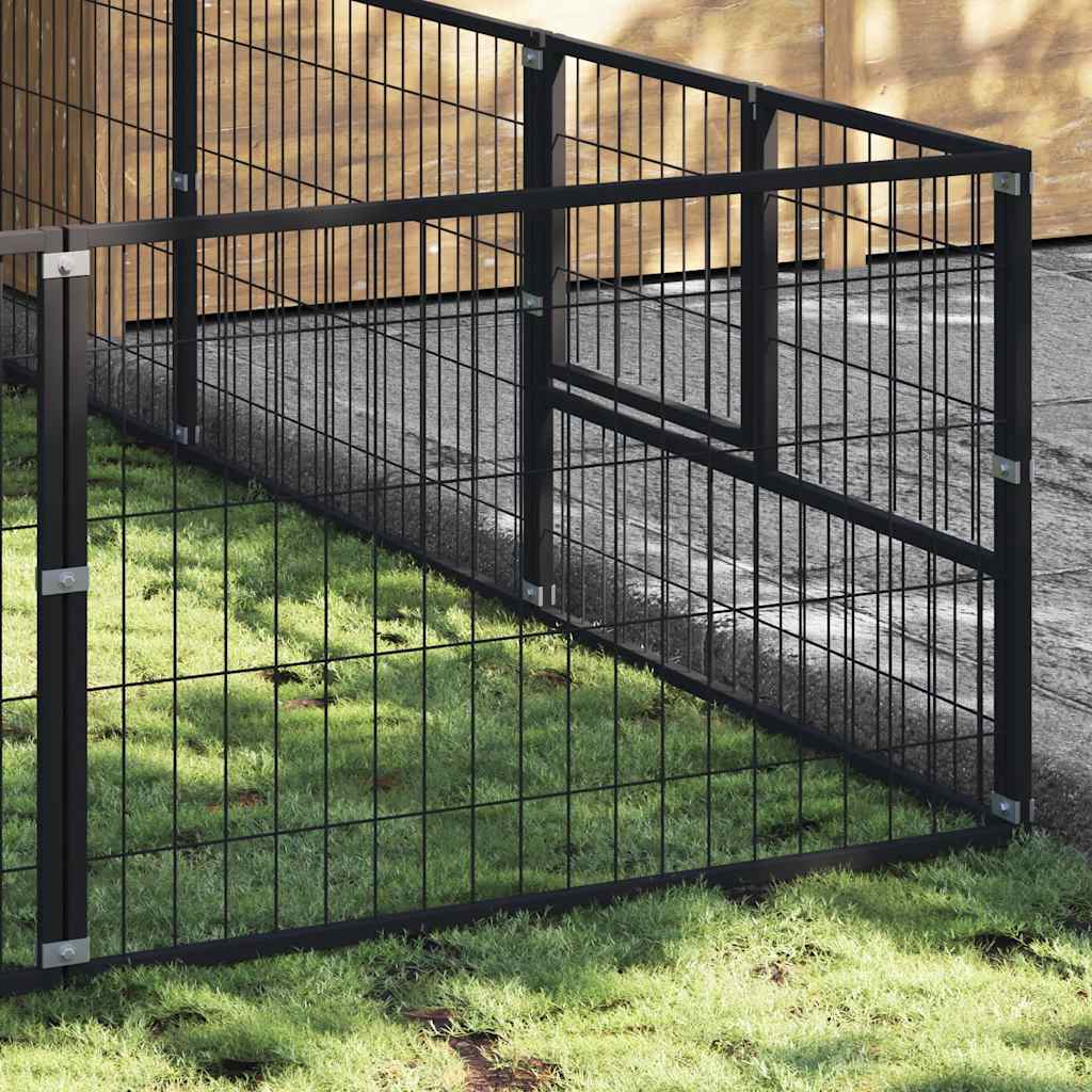 Dog Kennel Black 27 m² Steel