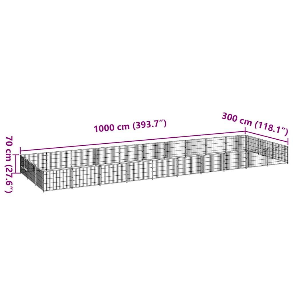 Dog Kennel Black 30 m² Steel