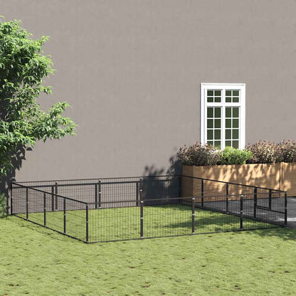 Dog Kennel Black 16 m² Steel