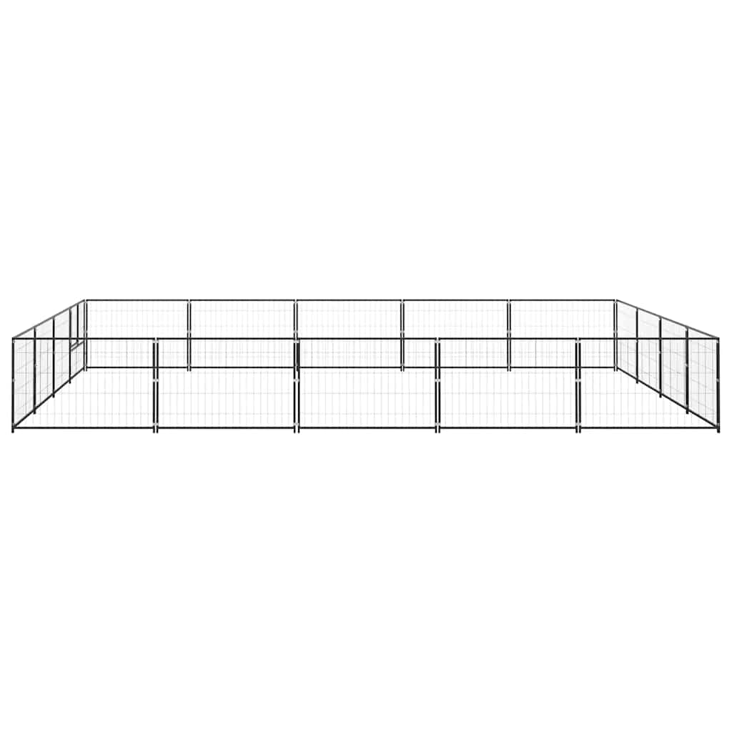Dog Kennel Black 20 m² Steel