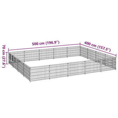 Dog Kennel Black 20 m² Steel