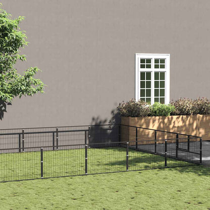 Dog Kennel Black 24 m² Steel