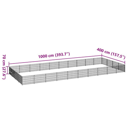 Dog Kennel Black 40 m² Steel