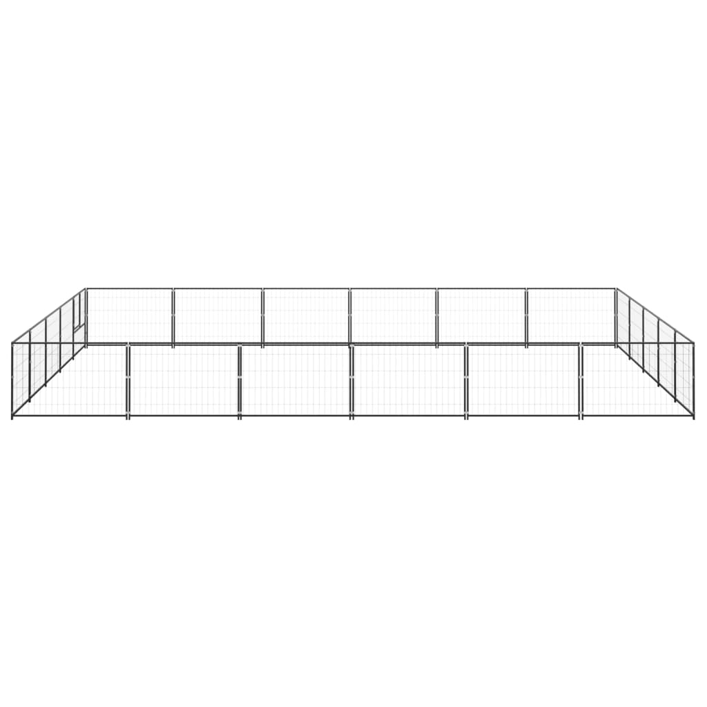 Dog Kennel Black 30 m² Steel