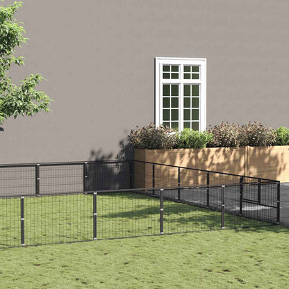 Dog Kennel Black 35 m² Steel