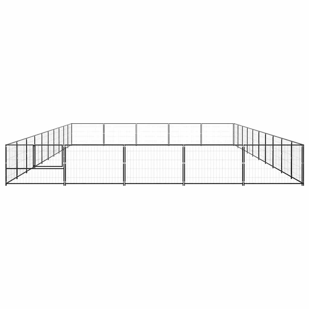 Dog Kennel Black 50 m² Steel