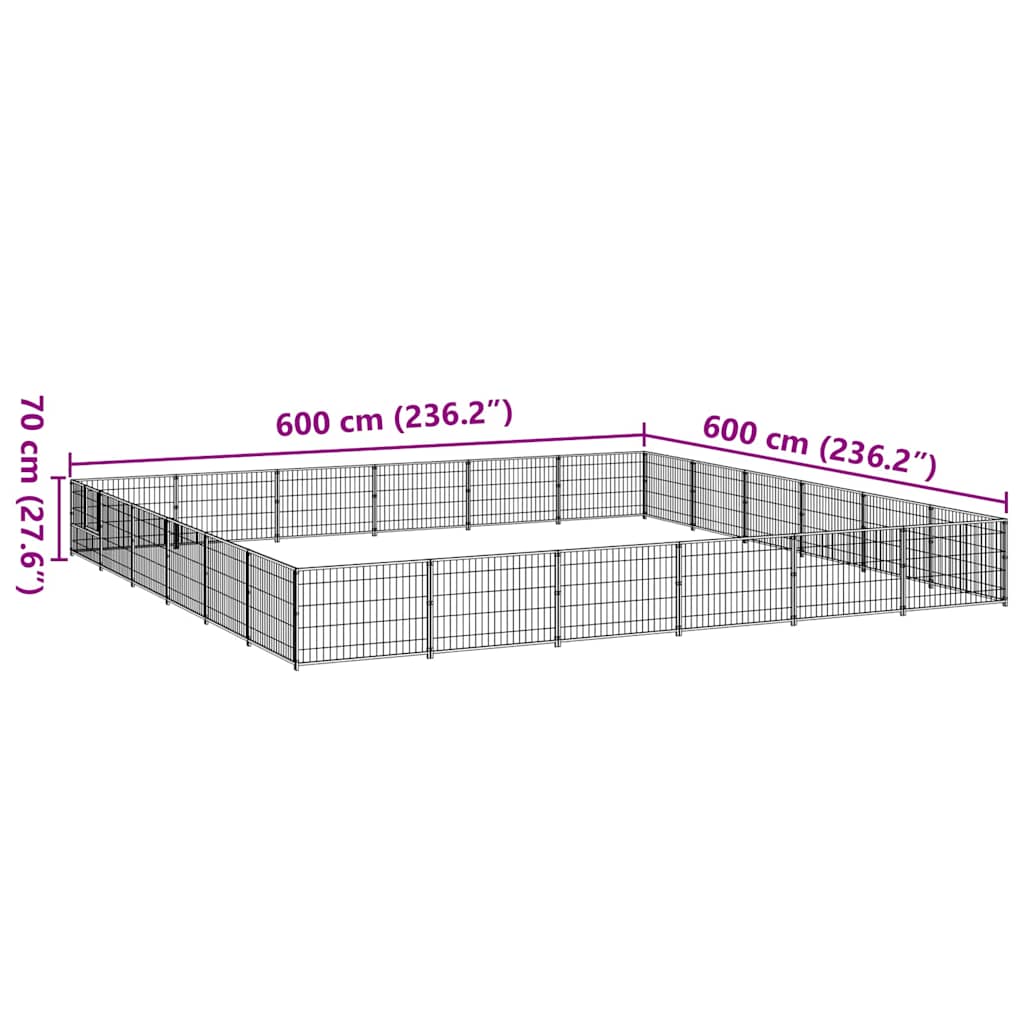 Dog Kennel Black 36 m² Steel