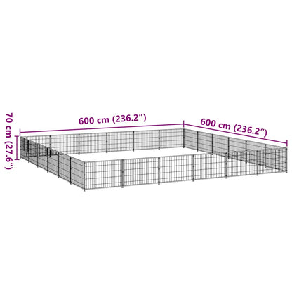 Dog Kennel Black 36 m² Steel