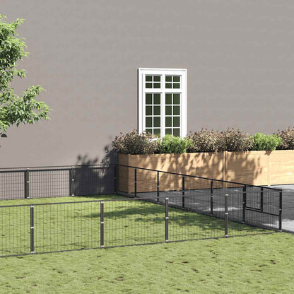 Dog Kennel Black 42 m² Steel