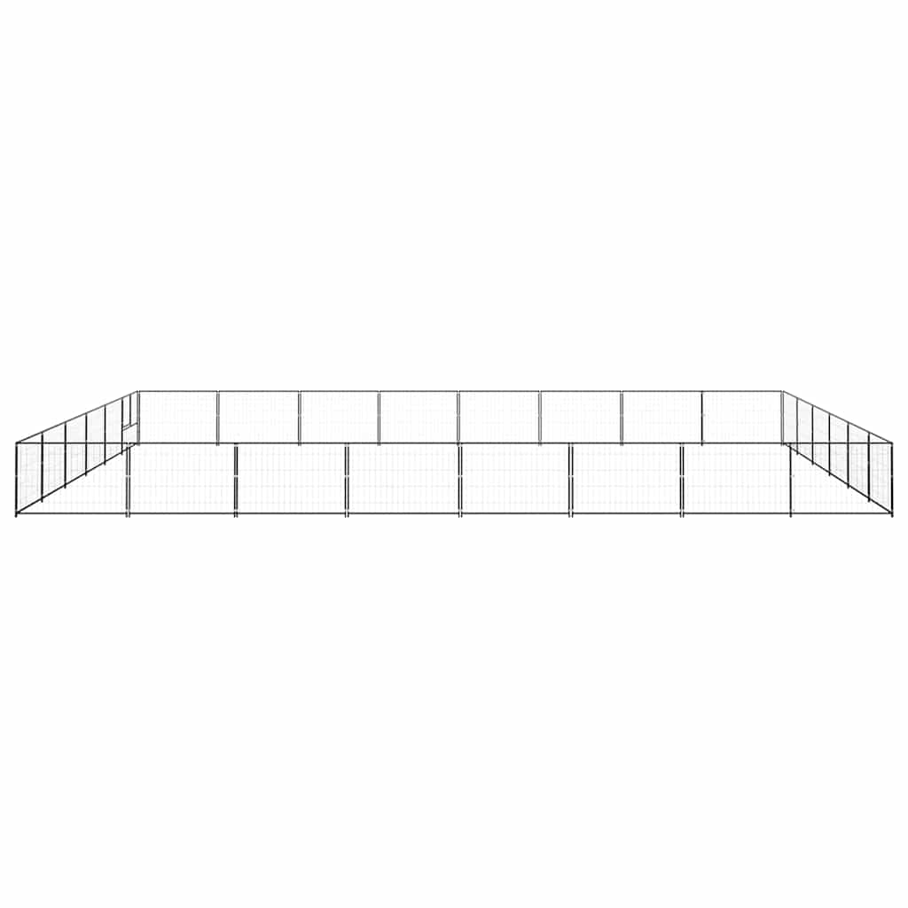 Dog Kennel Black 48 m² Steel