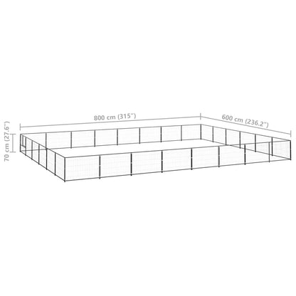 Dog Kennel Black 48 m² Steel