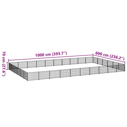 Dog Kennel Black 60 m² Steel