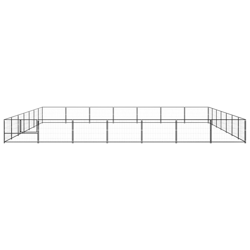 Dog Kennel Black 49 m² Steel