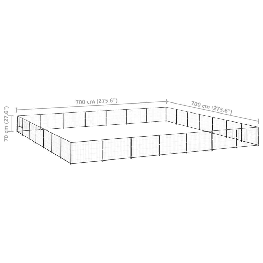 Dog Kennel Black 49 m² Steel