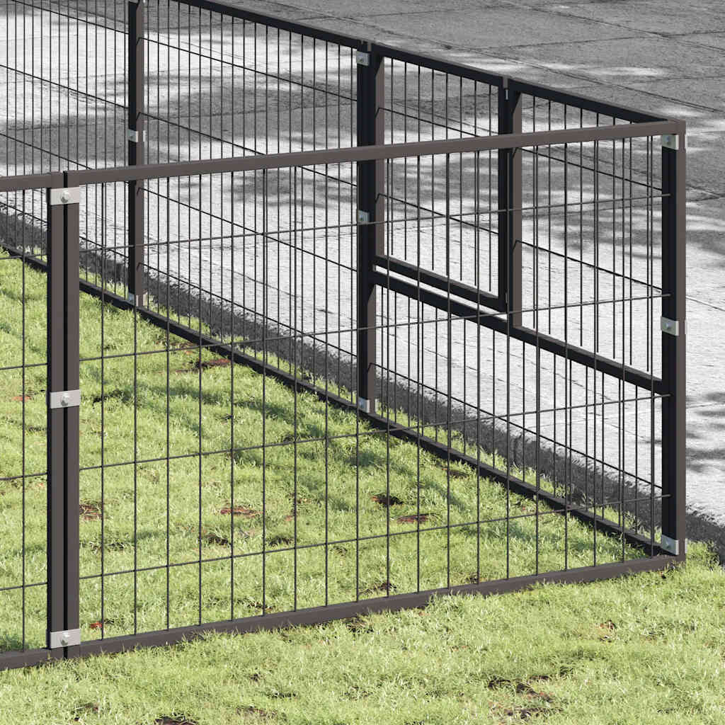 Dog Kennel Black 56 m² Steel