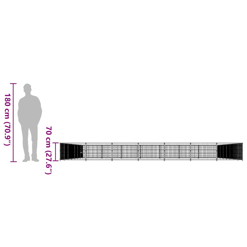 Dog Kennel Black 63 m² Steel