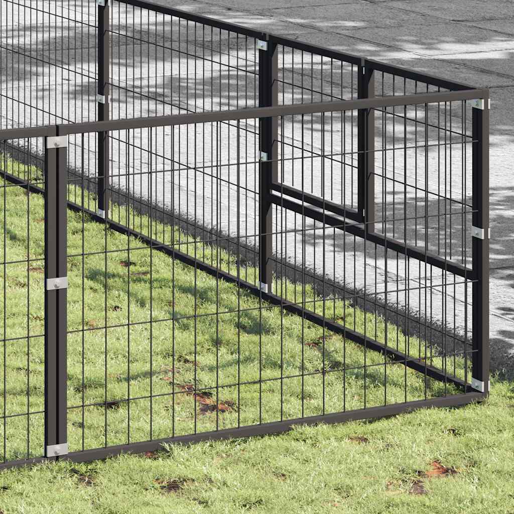 Dog Kennel Black 72 m² Steel