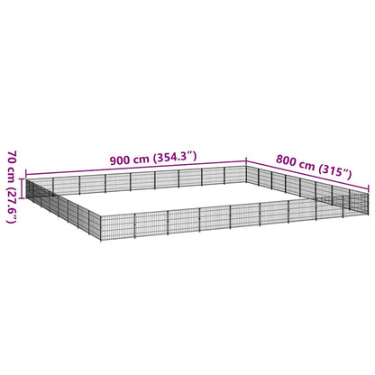 Dog Kennel Black 72 m² Steel