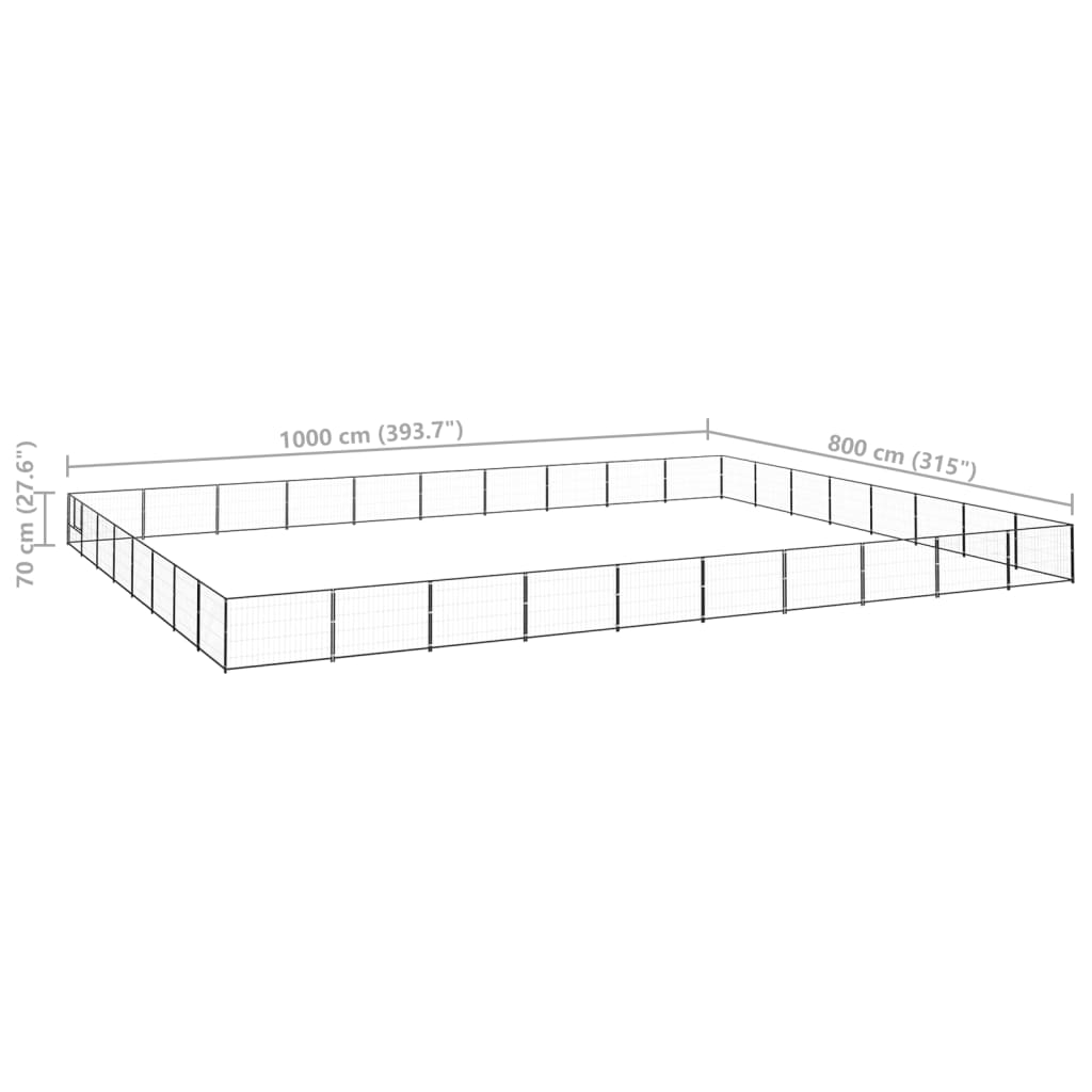 Dog Kennel Black 80 m² Steel
