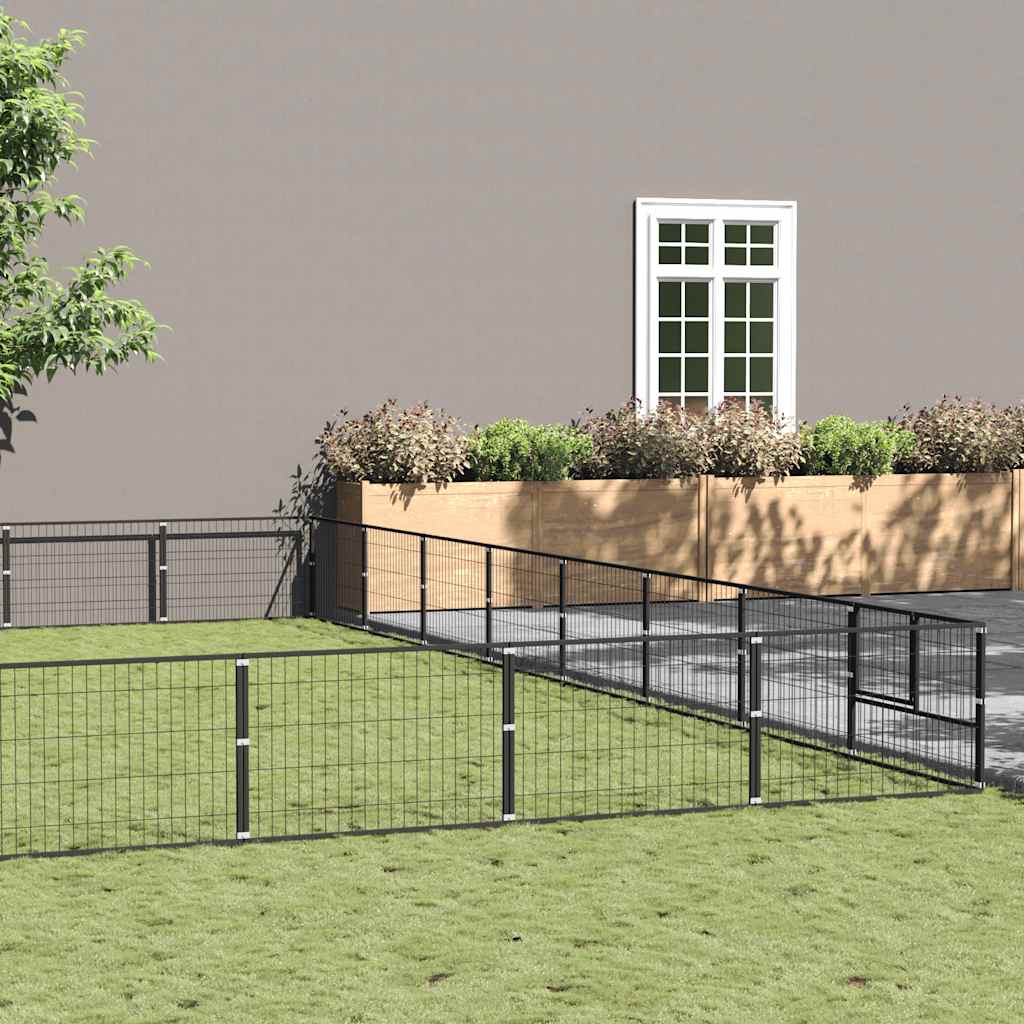 Dog Kennel Black 80 m² Steel