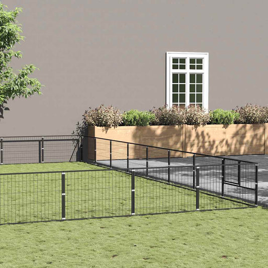 Dog Kennel Black 80 m² Steel