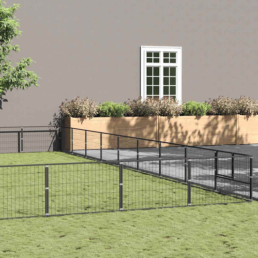 Dog Kennel Black 90 m² Steel