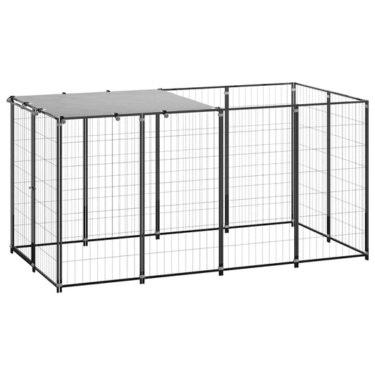 Dog Kennel Black 2,42 m² Steel