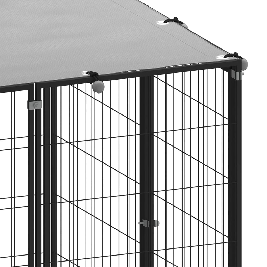 Dog Kennel | Black and silver grey | Powder-coated steel, Polyethylene