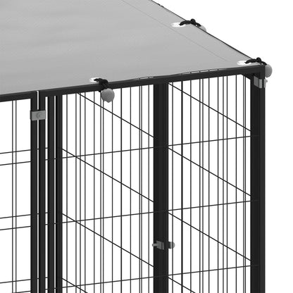 Dog Kennel | Black and silver grey | Powder-coated steel, Polyethylene