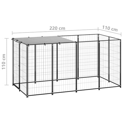 Dog Kennel | Black and silver grey | Powder-coated steel, Polyethylene