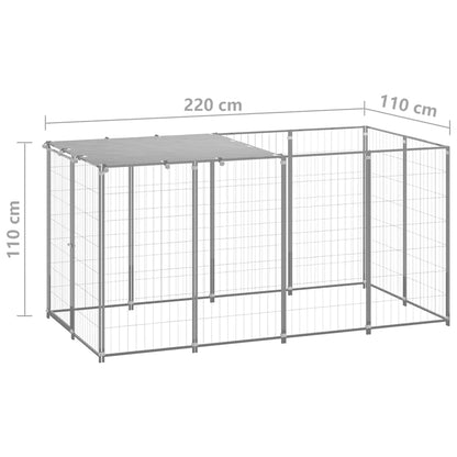Dog Kennel Silver 2,42 m² Steel