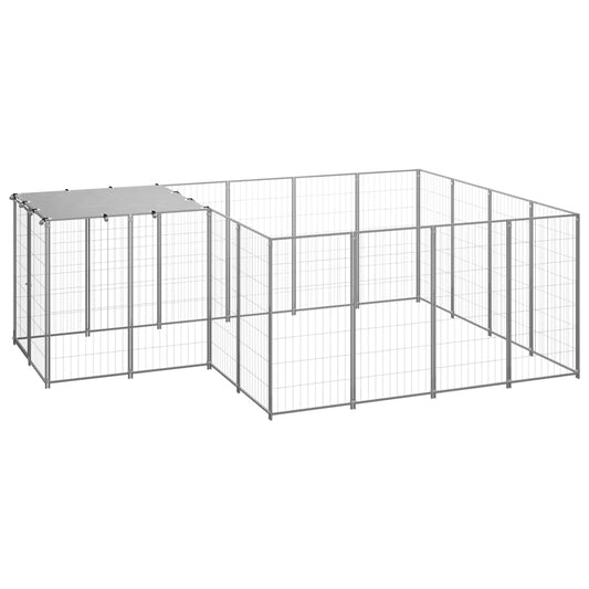Dog Kennel Silver 6.05 m² Steel