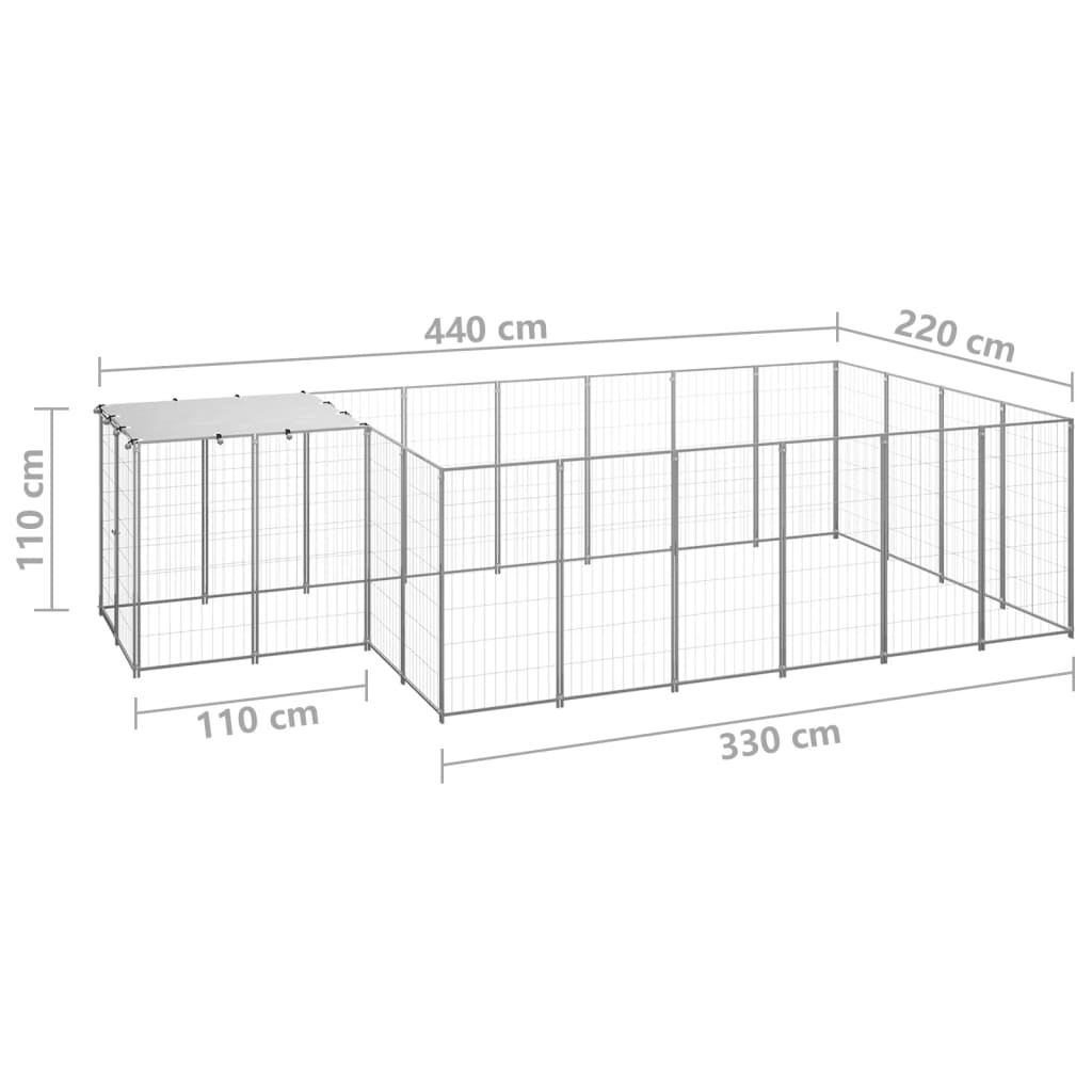 Dog Kennel Silver 8.47 m² Steel