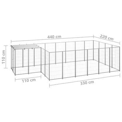 Dog Kennel Silver 8.47 m² Steel