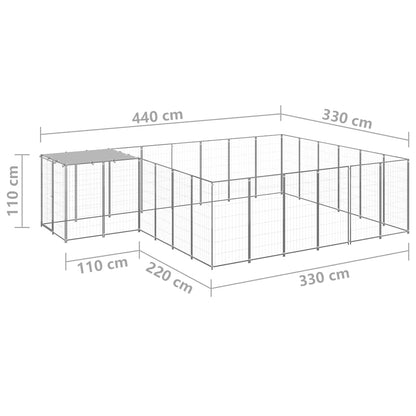 Dog Kennel Silver 12,1 m² Steel