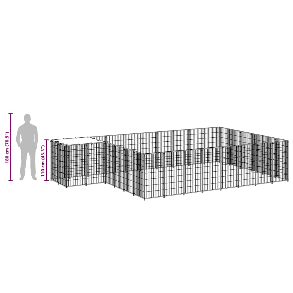 Dog Kennel Silver 15.73 m² Steel