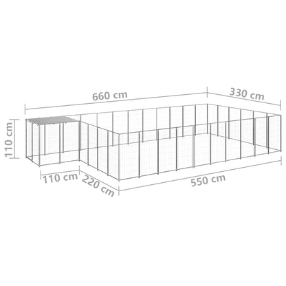 Dog Kennel Silver 19,36 m² Steel