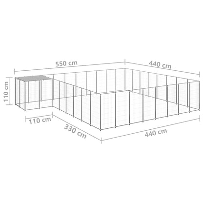 Dog Kennel Silver 20,57 m² Steel