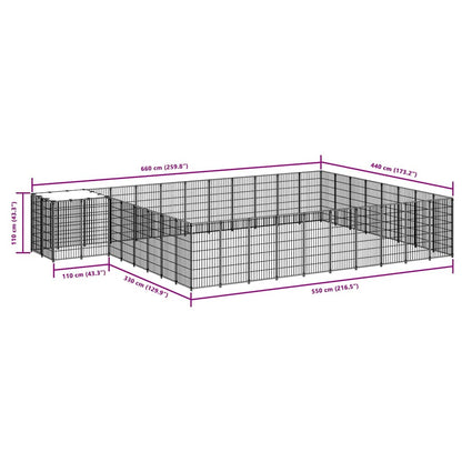 Dog Kennel Silver 25,41 m² Steel