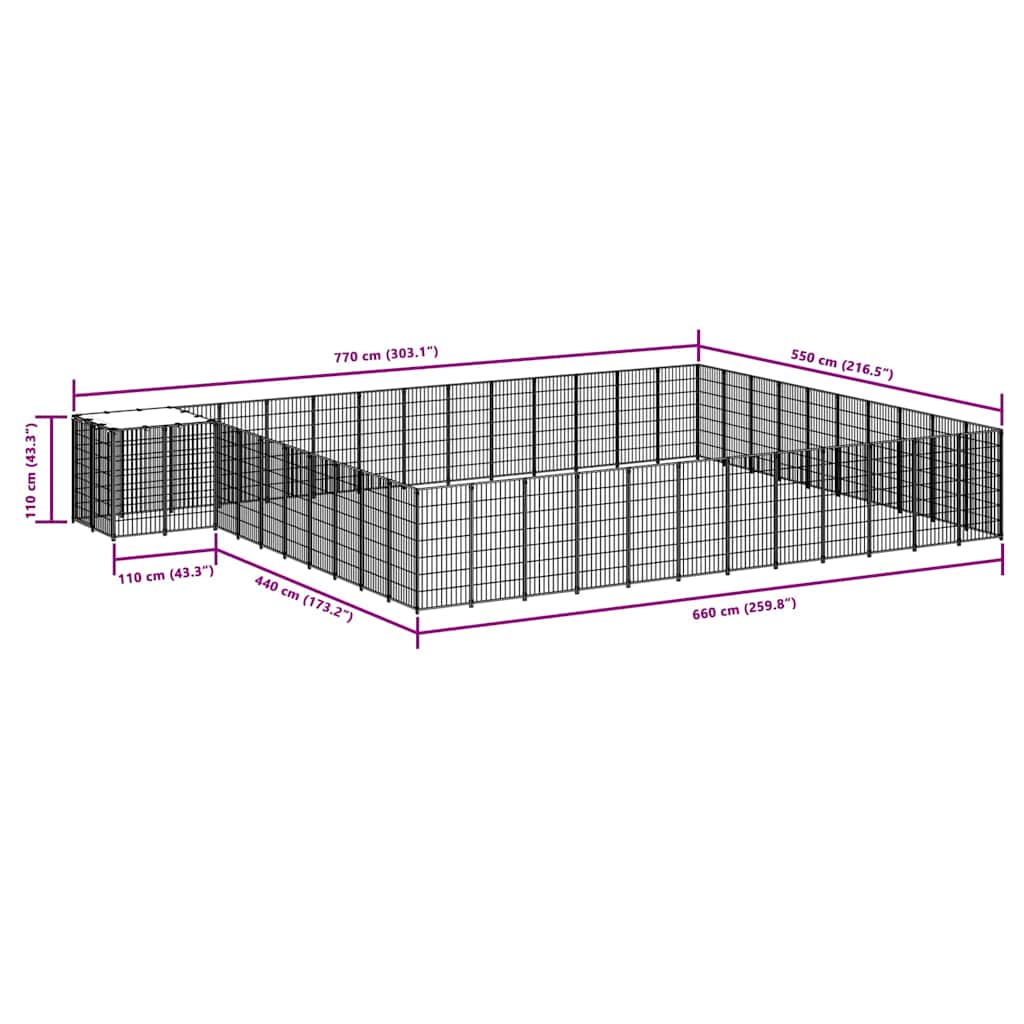 Dog Kennel Silver 37,51 m² Steel